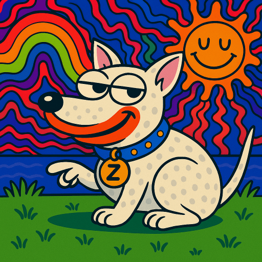 Zeus in Field with Psychedelic Background